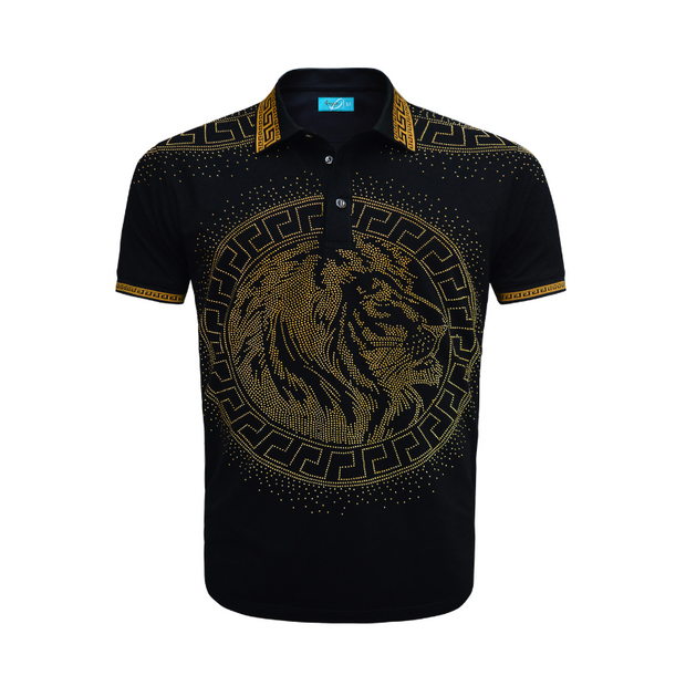 Black Polo with Gold Crystal Lion 2100