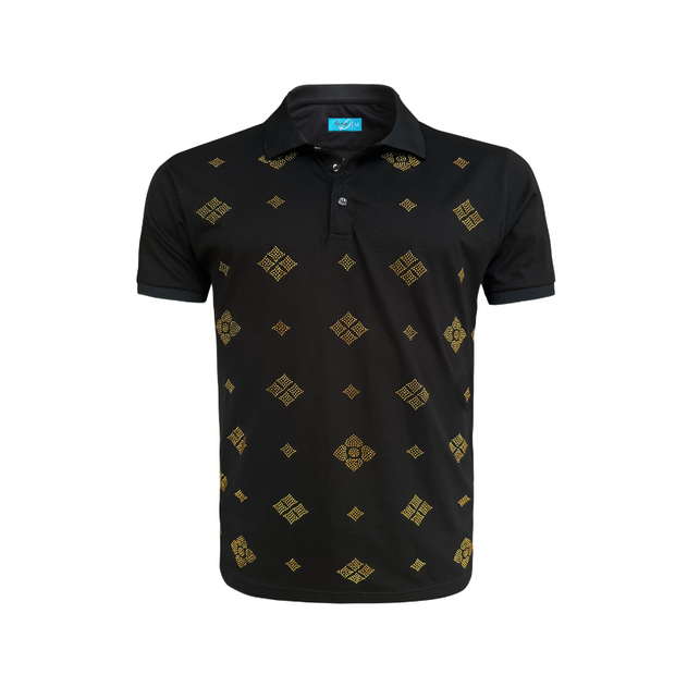 Black Polo with Crystal Gold Details 2102