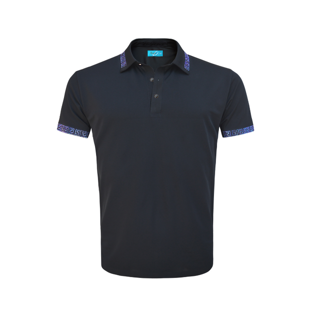 Black Polo with Crystal Blue Details 2103
