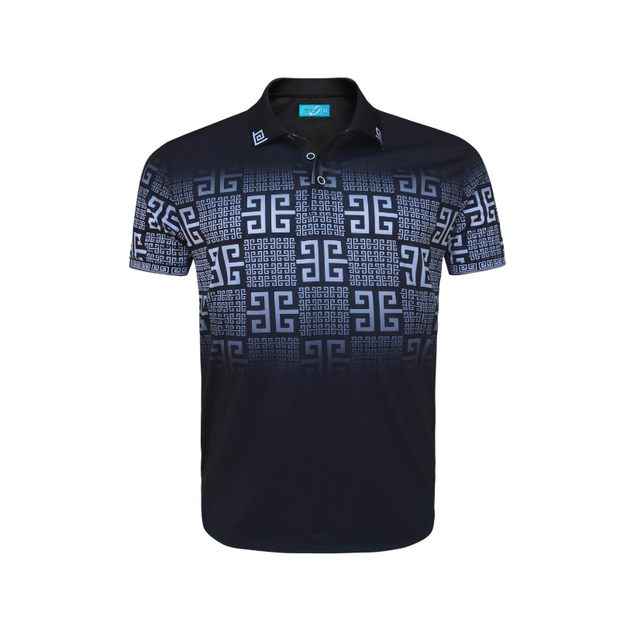 Black Polo with Blue Design 2107