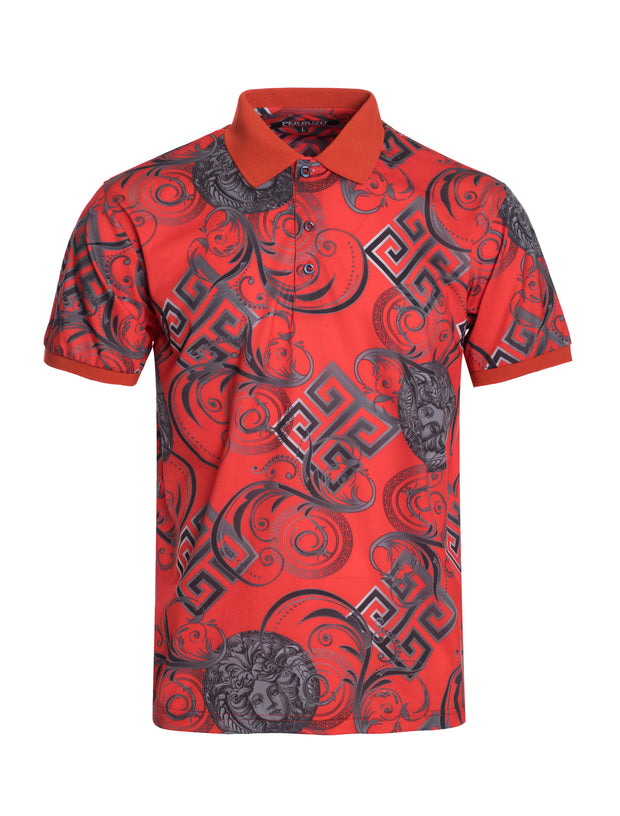 S97 Red Baroque Style Polo Shirt